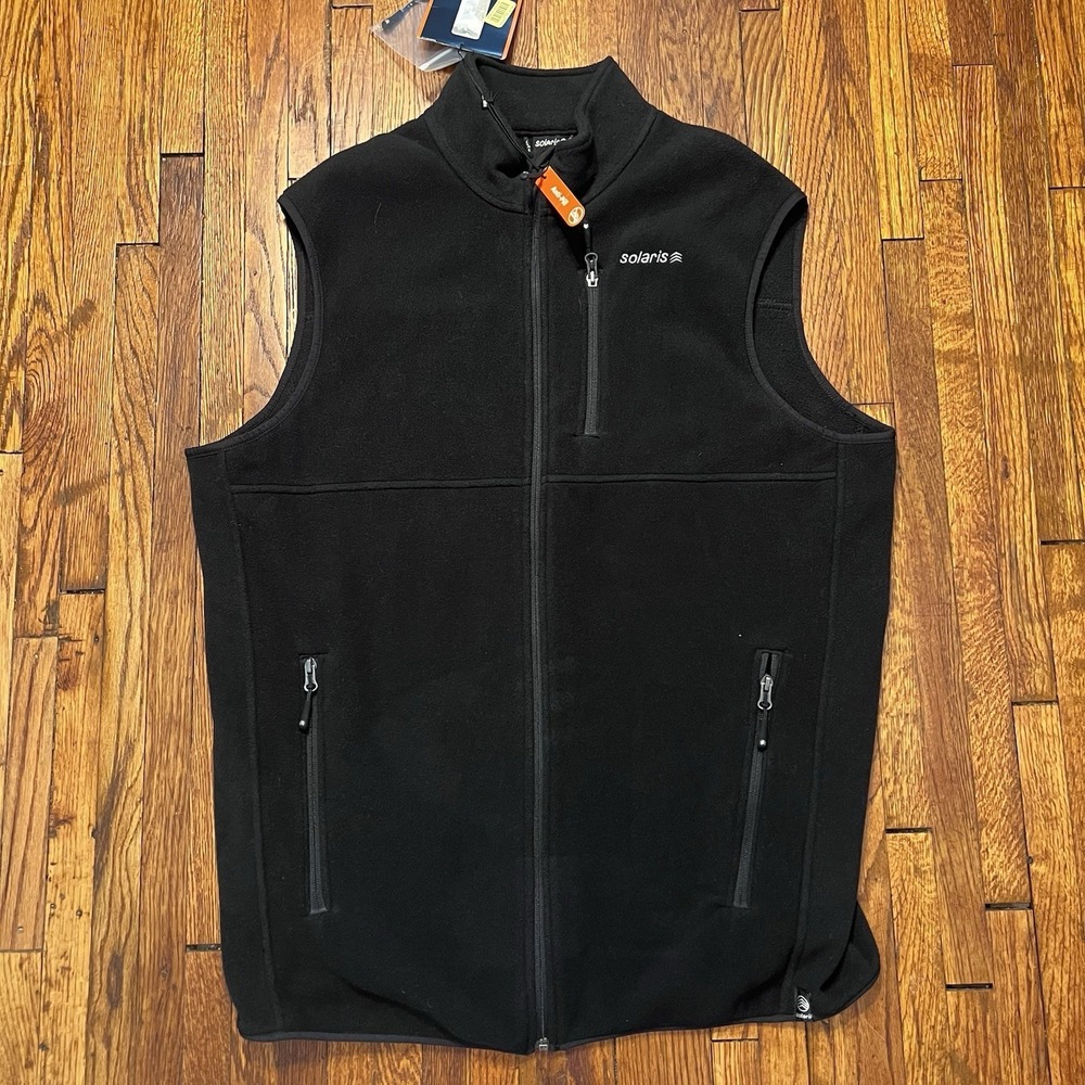 Solaris Full Zip Fleece Vest Black Mens LT Large Tall